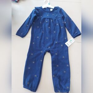 **3 Listings $20**                  Blue Baby Romper with Butterfly Pattern